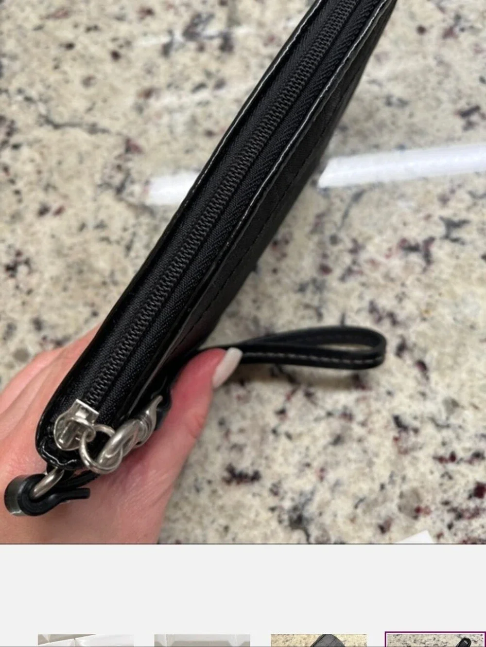 Coach Signature Wristlet with Metallic Sheen & Stud Accents EUC